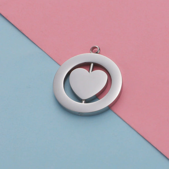 Jewelry Accessories Stainless Steel Hollow Rotatable Square Round Heartshaped Electroplated Pendant