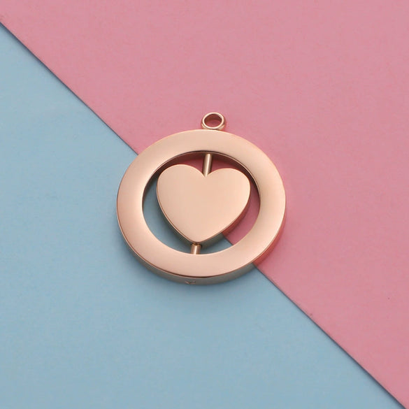 Jewelry Accessories Stainless Steel Hollow Rotatable Square Round Heartshaped Electroplated Pendant