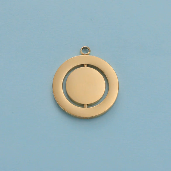 Jewelry Accessories Stainless Steel Hollow Rotatable Square Round Heartshaped Electroplated Pendant