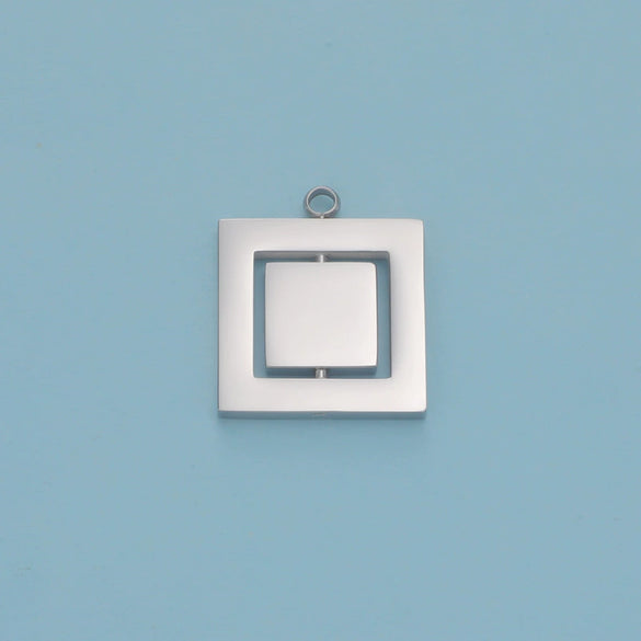 Jewelry Accessories Stainless Steel Hollow Rotatable Square Round Heartshaped Electroplated Pendant