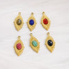 Jewelry Accessories Stainless Steel Inlaid Natural Stone French Retro Oval Leaves Geometric Style