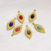 Jewelry Accessories Stainless Steel Inlaid Natural Stone French Retro Oval Leaves Geometric Style