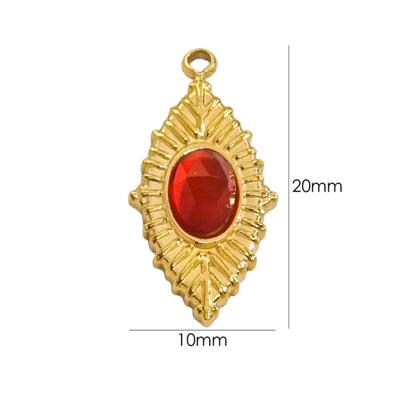 Jewelry Accessories Stainless Steel Inlaid Natural Stone French Retro Oval Leaves Geometric Style