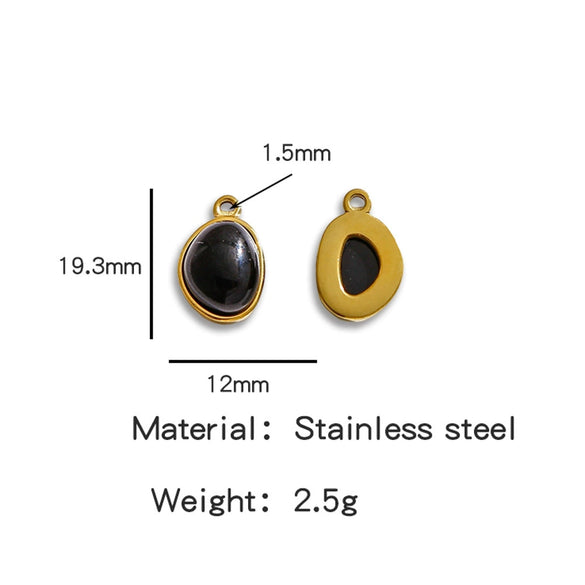 Jewelry Accessories Stainless Steel Inlaid With Natural Stone Round Pendant Earrings Bracelet Necklace Handmade Electroplated