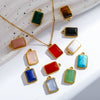 Jewelry Accessories Stainless Steel Inlaid With Natural Stone Round Pendant Earrings Bracelet Necklace Handmade Electroplated