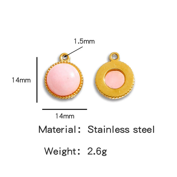 Jewelry Accessories Stainless Steel Inlaid With Natural Stone Round Pendant Earrings Bracelet Necklace Handmade Electroplated