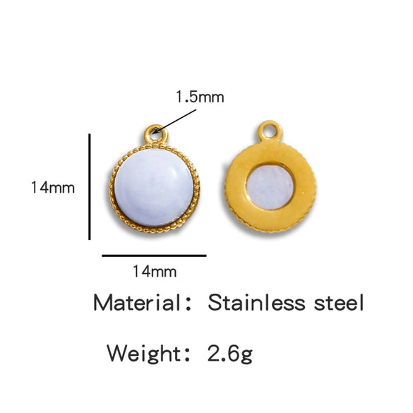 Jewelry Accessories Stainless Steel Inlaid With Natural Stone Round Pendant Earrings Bracelet Necklace Handmade Electroplated