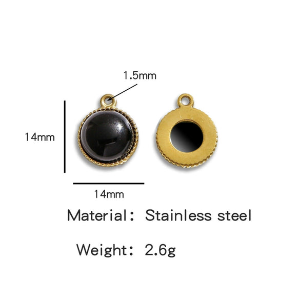 Jewelry Accessories Stainless Steel Inlaid With Natural Stone Round Pendant Earrings Bracelet Necklace Handmade Electroplated