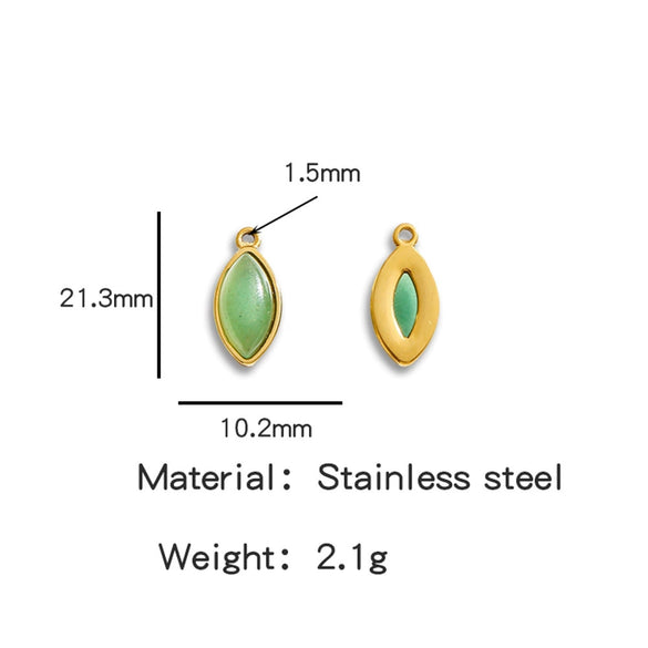 Jewelry Accessories Stainless Steel Inlaid With Natural Stone Round Pendant Earrings Bracelet Necklace Handmade Electroplated