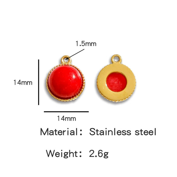 Jewelry Accessories Stainless Steel Inlaid With Natural Stone Round Pendant Earrings Bracelet Necklace Handmade Electroplated