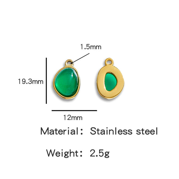 Jewelry Accessories Stainless Steel Inlaid With Natural Stone Round Pendant Earrings Bracelet Necklace Handmade Electroplated
