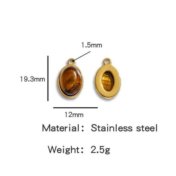 Jewelry Accessories Stainless Steel Inlaid With Natural Stone Round Pendant Earrings Bracelet Necklace Handmade Electroplated