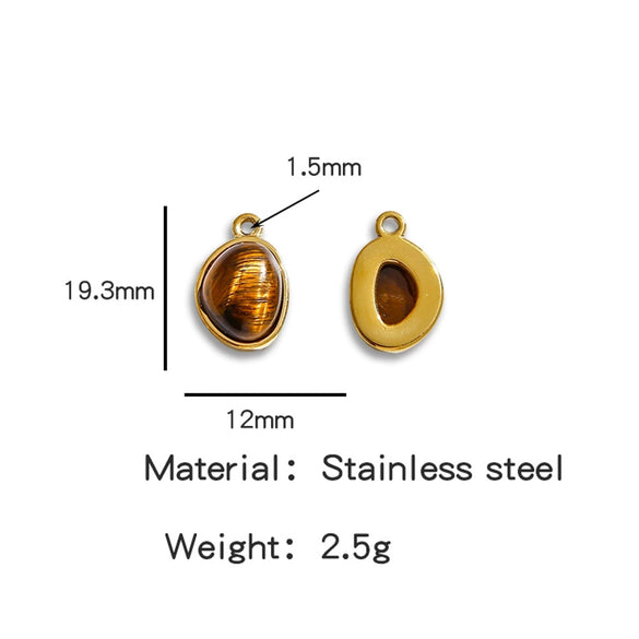 Jewelry Accessories Stainless Steel Inlaid With Natural Stone Round Pendant Earrings Bracelet Necklace Handmade Electroplated