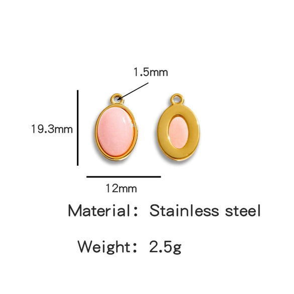 Jewelry Accessories Stainless Steel Inlaid With Natural Stone Round Pendant Earrings Bracelet Necklace Handmade Electroplated