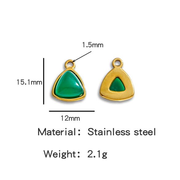 Jewelry Accessories Stainless Steel Inlaid With Natural Stone Round Pendant Earrings Bracelet Necklace Handmade Electroplated