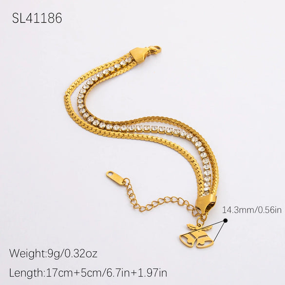 Jewelry Accessories Stainless Steel 18K Gold Plated Christmas Necklace Earrings Bracelet With Snowman Snowflake Pendant Electroplated
