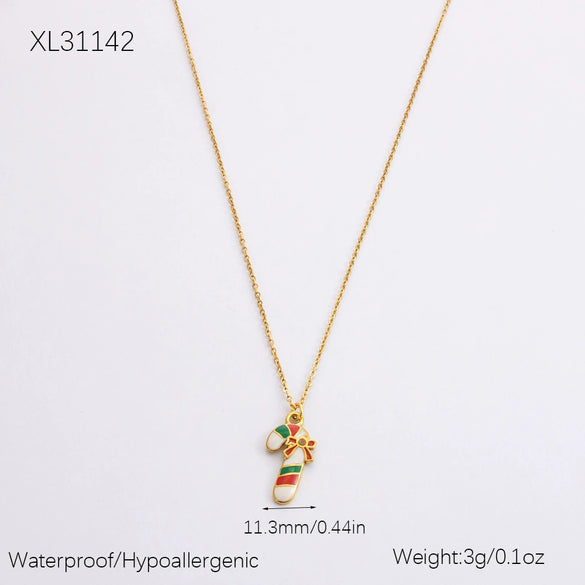 Jewelry Accessories Stainless Steel 18K Gold Plated Christmas Necklace Earrings Bracelet With Snowman Snowflake Pendant Electroplated