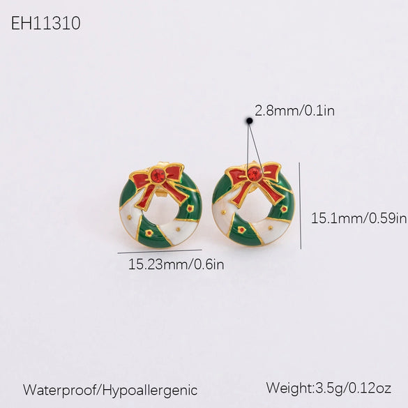 Jewelry Accessories Stainless Steel 18K Gold Plated Christmas Necklace Earrings Bracelet With Snowman Snowflake Pendant Electroplated