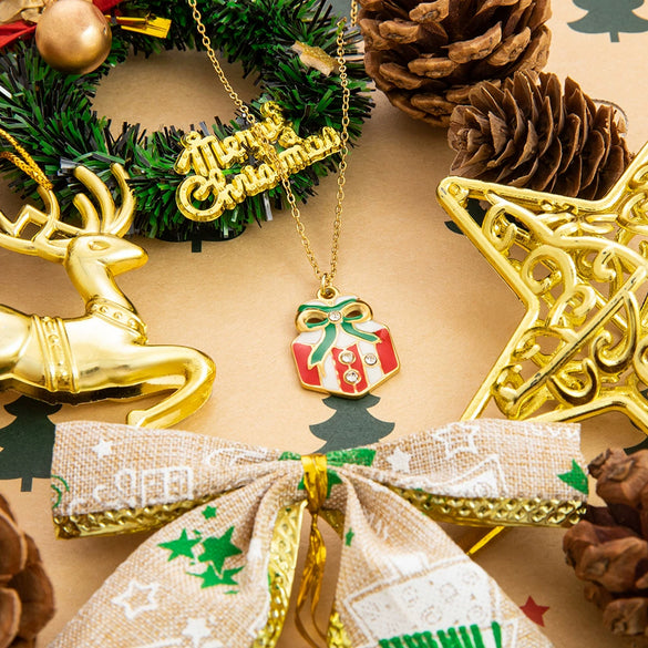 Jewelry Accessories Stainless Steel 18K Gold Plated Christmas Necklace Earrings Bracelet With Snowman Snowflake Pendant Electroplated