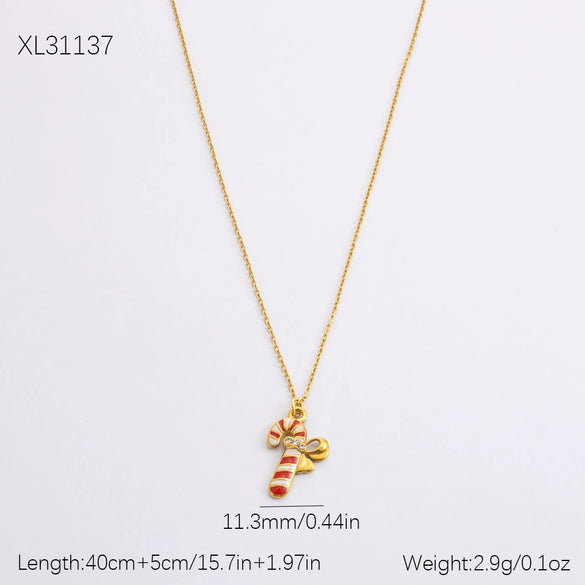Jewelry Accessories Stainless Steel 18K Gold Plated Christmas Necklace Earrings Bracelet With Snowman Snowflake Pendant Electroplated