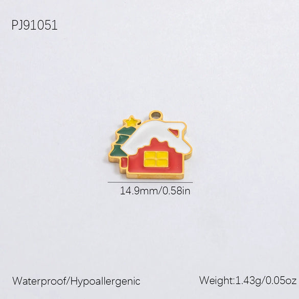 Jewelry Accessories Stainless Steel 18K Gold Plated Christmas Necklace Earrings Bracelet With Snowman Snowflake Pendant Electroplated