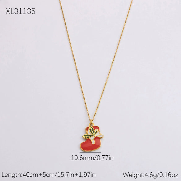 Jewelry Accessories Stainless Steel 18K Gold Plated Christmas Necklace Earrings Bracelet With Snowman Snowflake Pendant Electroplated