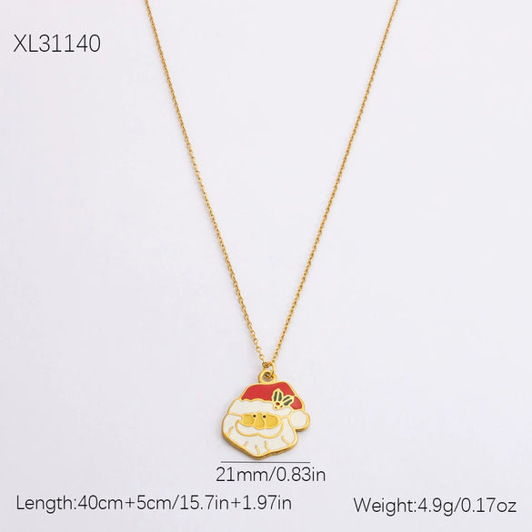 Jewelry Accessories Stainless Steel 18K Gold Plated Christmas Necklace Earrings Bracelet With Snowman Snowflake Pendant Electroplated