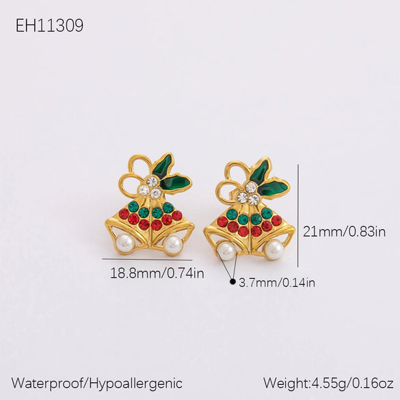 Jewelry Accessories Stainless Steel 18K Gold Plated Christmas Necklace Earrings Bracelet With Snowman Snowflake Pendant Electroplated