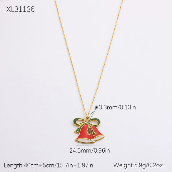 Jewelry Accessories Stainless Steel 18K Gold Plated Christmas Necklace Earrings Bracelet With Snowman Snowflake Pendant Electroplated