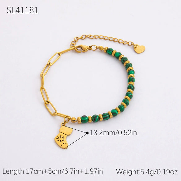 Jewelry Accessories Stainless Steel 18K Gold Plated Christmas Necklace Earrings Bracelet With Snowman Snowflake Pendant Electroplated