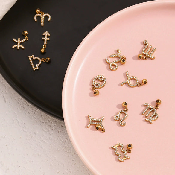 Jewelry Accessories Stainless Steel 18K Gold Plated Twelve Constellations Pendant For Women