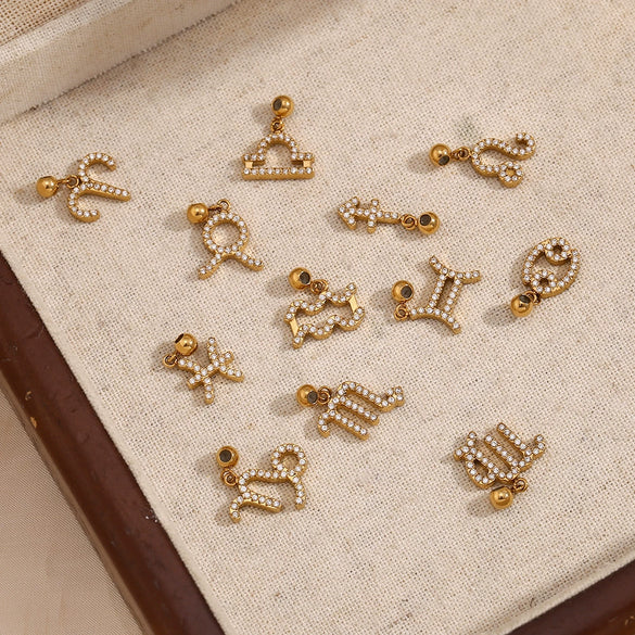 Jewelry Accessories Stainless Steel 18K Gold Plated Twelve Constellations Pendant For Women