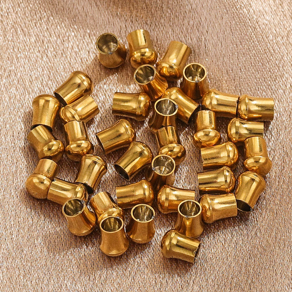 Jewelry Accessories Stainless Steel Leather Rope Closing Bucket Rope Cap Bracelet Necklace With 18K Gold Vacuum Plated Buckle Connector