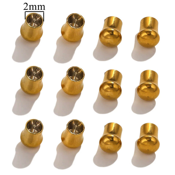 Jewelry Accessories Stainless Steel Leather Rope Closing Bucket Rope Cap Bracelet Necklace With 18K Gold Vacuum Plated Buckle Connector