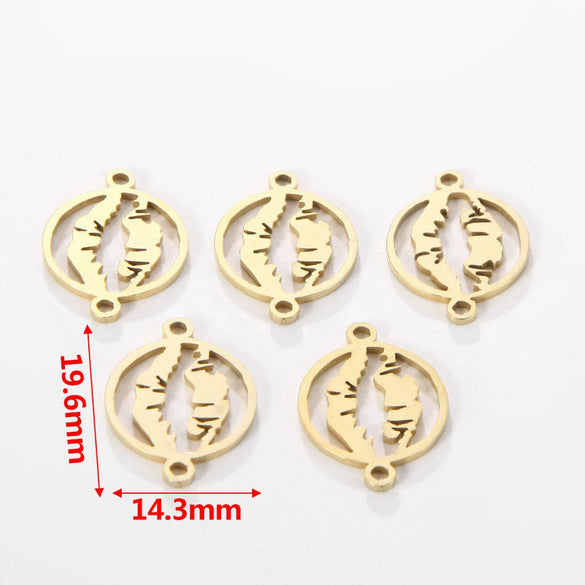 Jewelry Accessories Stainless Steel Letters Cut Out Handmade Vacuum Plating Sliding Pendant Natural Plant Flowers Style