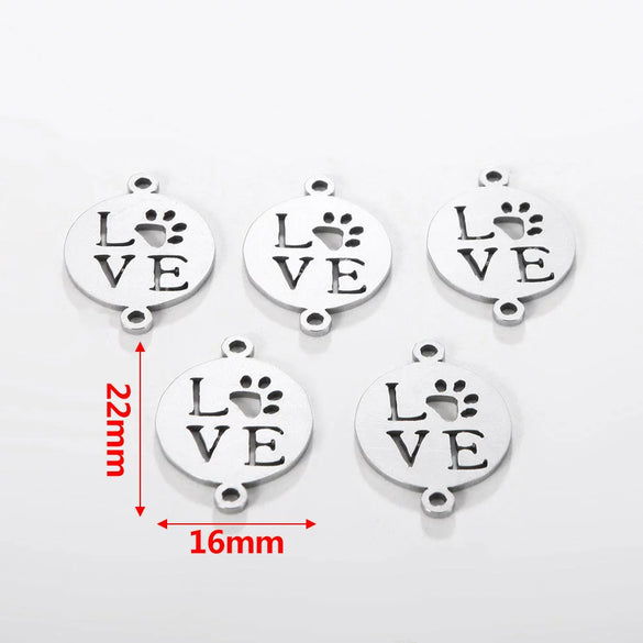 Jewelry Accessories Stainless Steel Letters Cut Out Handmade Vacuum Plating Sliding Pendant Natural Plant Flowers Style