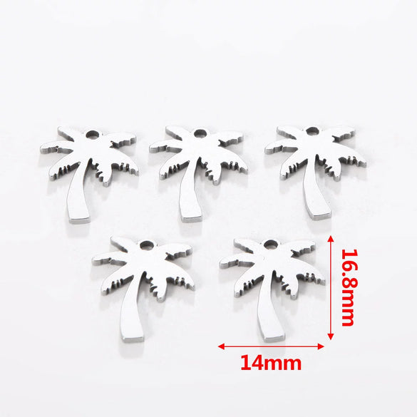 Jewelry Accessories Stainless Steel Letters Cut Out Handmade Vacuum Plating Sliding Pendant Natural Plant Flowers Style