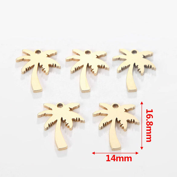 Jewelry Accessories Stainless Steel Letters Cut Out Handmade Vacuum Plating Sliding Pendant Natural Plant Flowers Style