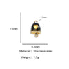 Jewelry Accessories Stainless Steel Little Bell Heart Shaped With Diamonds Dripping Oil Jewelry