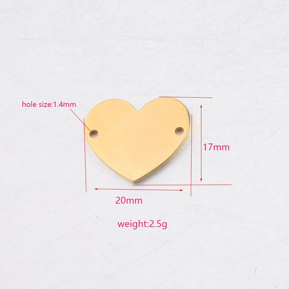 Jewelry Accessories Stainless Steel Love Heart Pendant Connector Mirror Polished