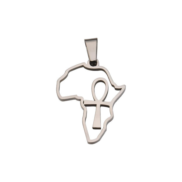 Jewelry Accessories Stainless Steel Mirror Polishing Cut Out African Map Cross Pendant