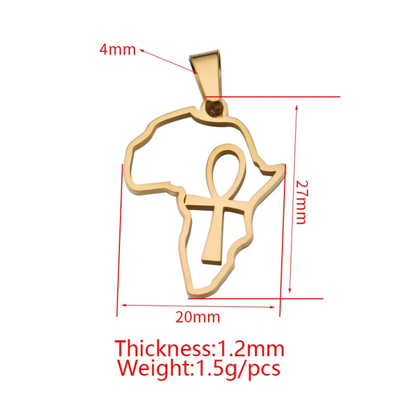 Jewelry Accessories Stainless Steel Mirror Polishing Cut Out African Map Cross Pendant