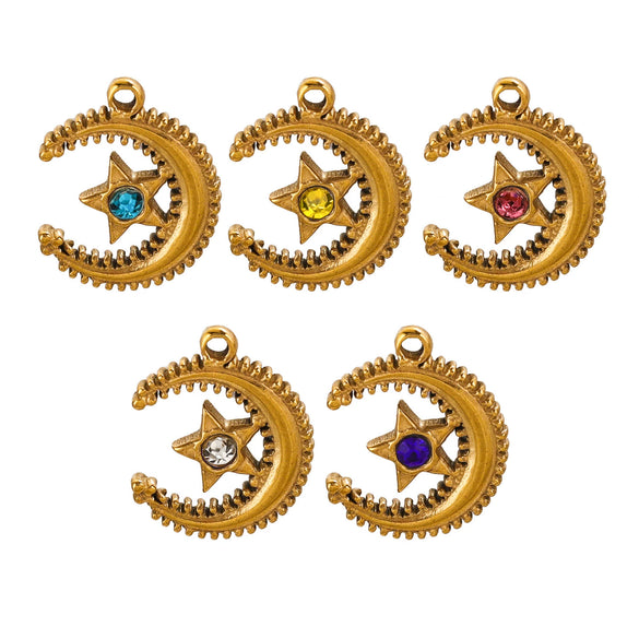 Jewelry Accessories Stainless Steel Moon Fivepointed Star Fish Pattern Electroplated Pendant Necklace Earrings