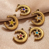 Jewelry Accessories Stainless Steel Moon Fivepointed Star Fish Pattern Electroplated Pendant Necklace Earrings