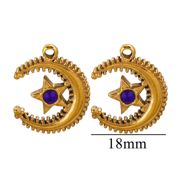 Jewelry Accessories Stainless Steel Moon Fivepointed Star Fish Pattern Electroplated Pendant Necklace Earrings
