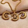 Jewelry Accessories Stainless Steel Moon Fivepointed Star Fish Pattern Electroplated Pendant Necklace Earrings