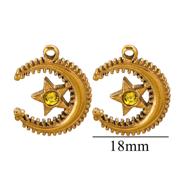 Jewelry Accessories Stainless Steel Moon Fivepointed Star Fish Pattern Electroplated Pendant Necklace Earrings