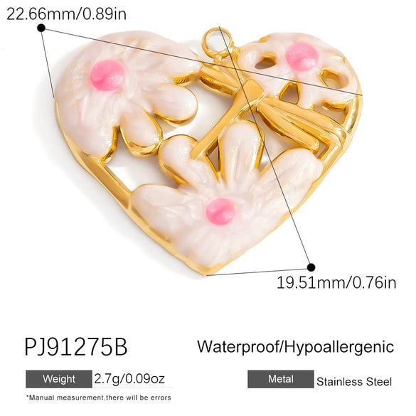 Jewelry Accessories Stainless Steel Moon Heart Earring Pendant With Oil Dripping And Colored Diamond Inlaid