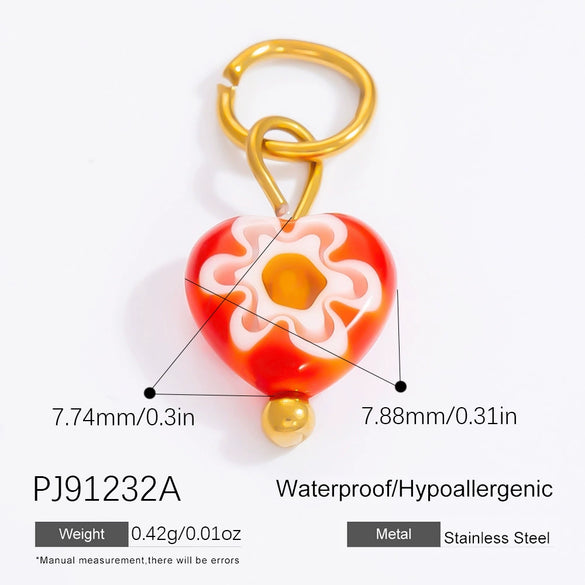 Jewelry Accessories Stainless Steel Moon Heart Earring Pendant With Oil Dripping And Colored Diamond Inlaid