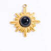Jewelry Accessories Stainless Steel Natural Obsidian Pendant Necklace Bracelet French Retro Style With Totem Pattern Electroplating